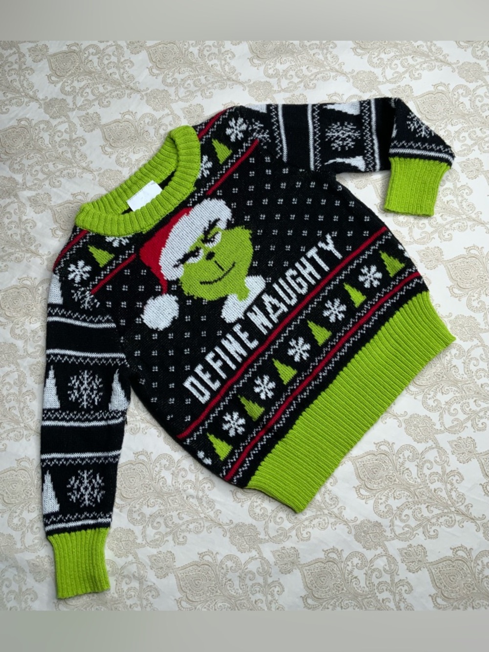 Dr. Seuss Grinch Baby Holiday Sweater 18 Months Define Naughty